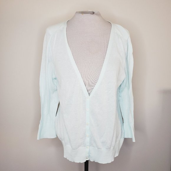 BANANA REPUBLIC Cotton/Linen Light Blue Cardigan - Picture 3 of 9